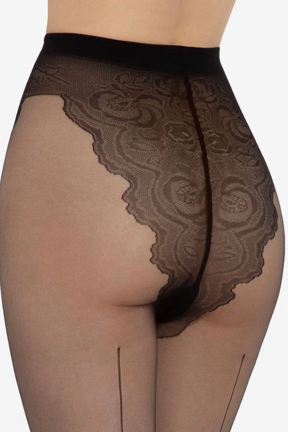 Collants en nylon avec couture arrière 20 DEN Gatta Chiara - Noir 