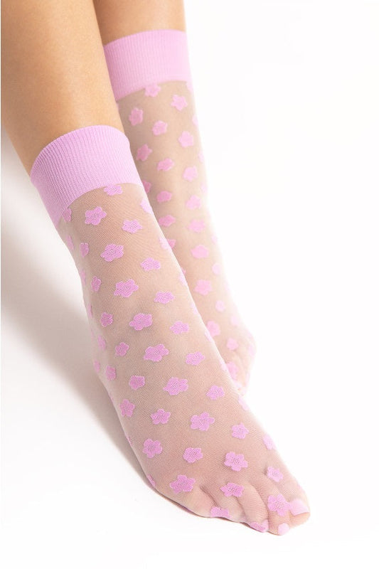 Cute Sheer Summer Socks Flower Pattern Lala 20 DEN Violet