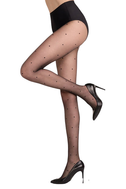 Klassische Strumpfhose mit Polka Dot Muster 20 DEN Gatta Dotsy 03 - Schwarz