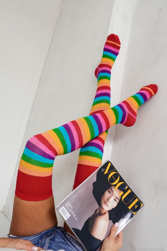Colorful Over-The-Knee Socks Rainbow 1