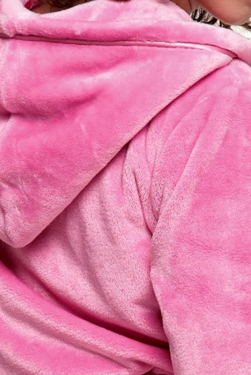 Peignoir court et moelleux pour femme avec capuche Becca en rose