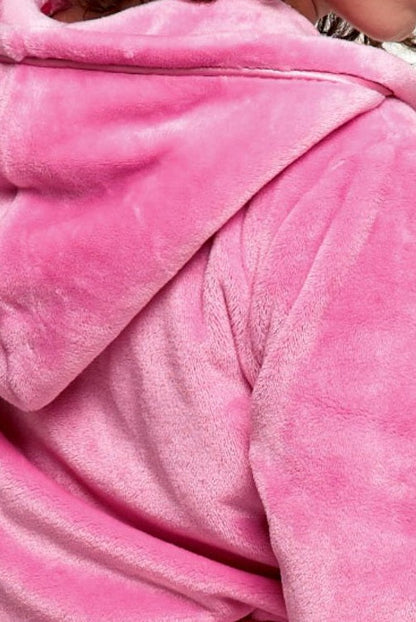 Peignoir court et moelleux pour femme avec capuche Becca en rose